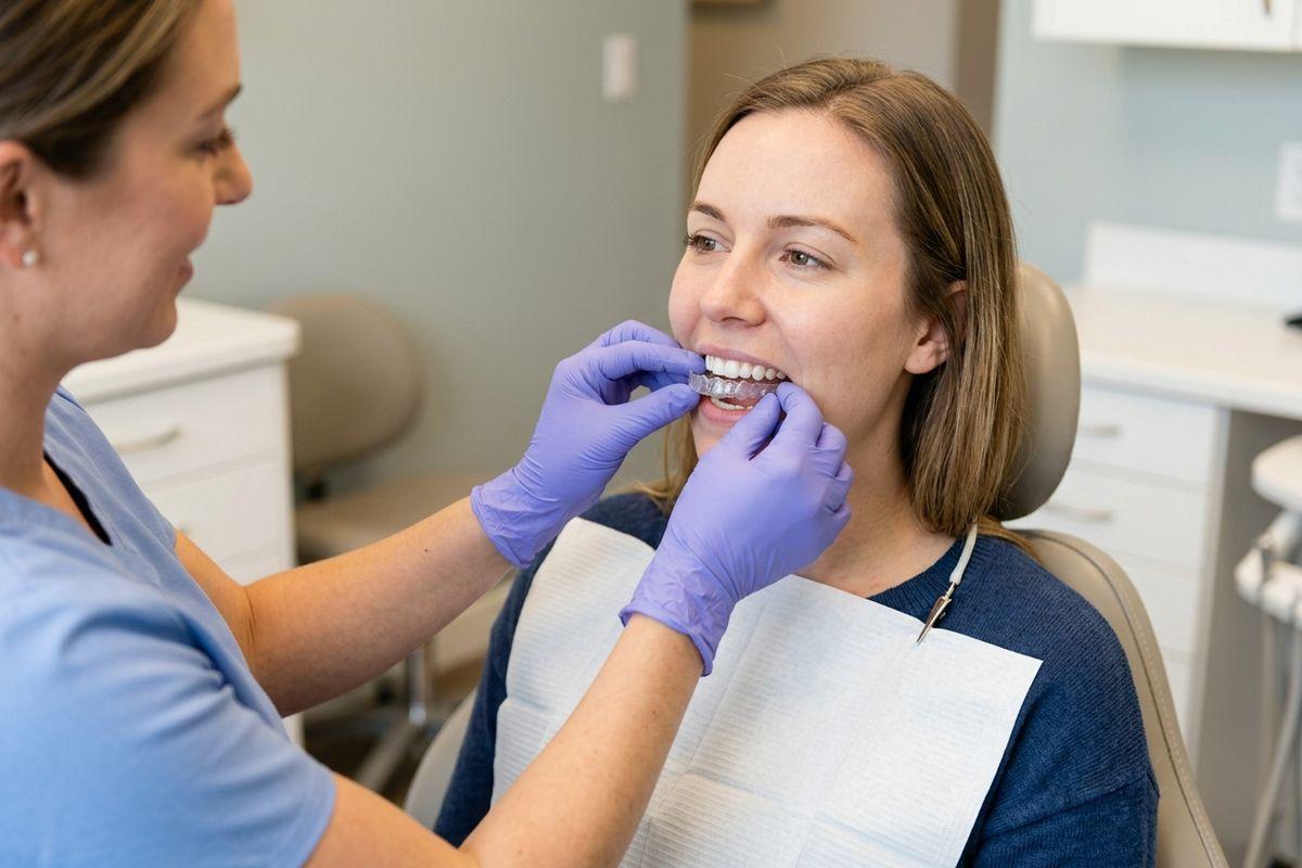 a person getting a tray put in their mouth